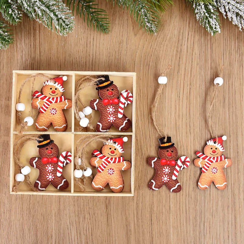 12Pcs Wooden Gingerbread Man Ornaments