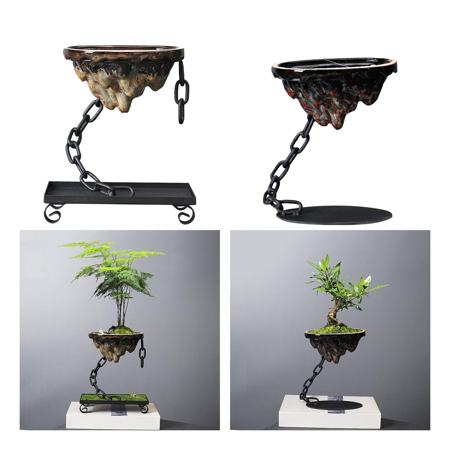 Potted Plants Iron Art Hanging Basket for Bonsai Pots