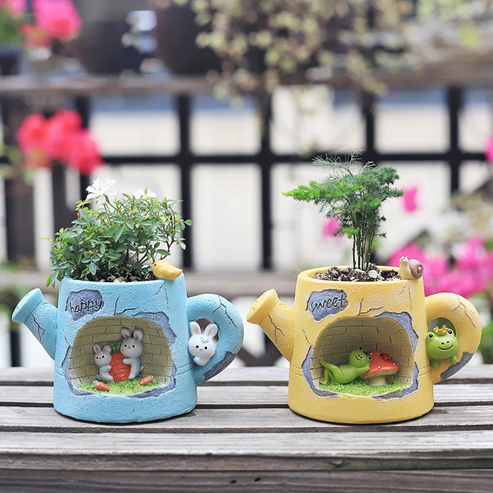 Cute Animal Resin Flower Pot Retro