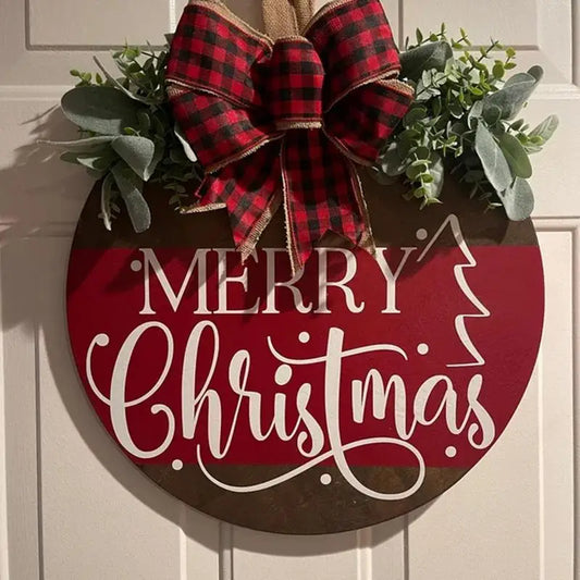 Merry Christmas Wooden Sign Door Hanging Ornament