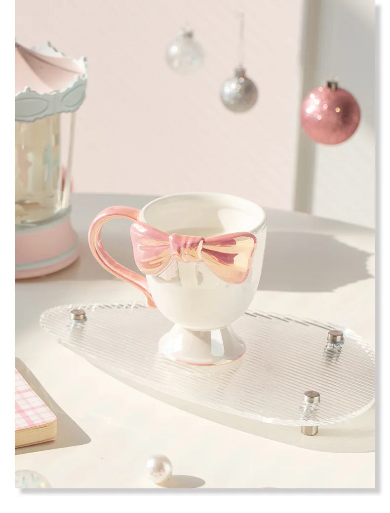 Creative and Exquisite Girl Heart Bow Ceramic Cup