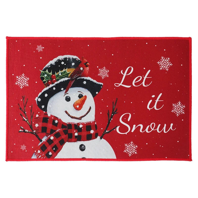 Christmas Snowman Santa Claus Floor Mat