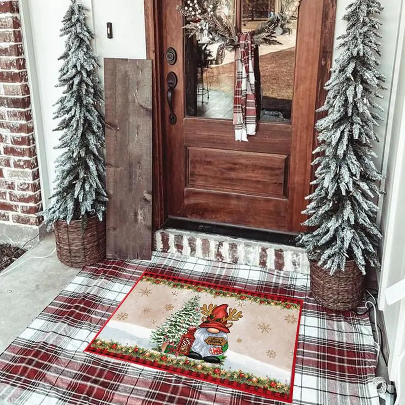 Christmas Snowman Santa Claus Floor Mat