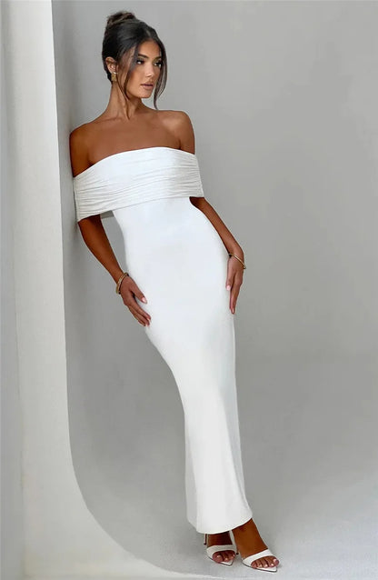 Robe longue sexy sans bretelles et dos nu, élégante