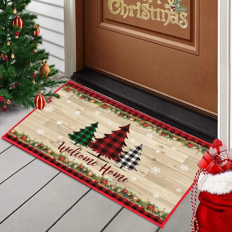 Christmas Snowman Santa Claus Floor Mat