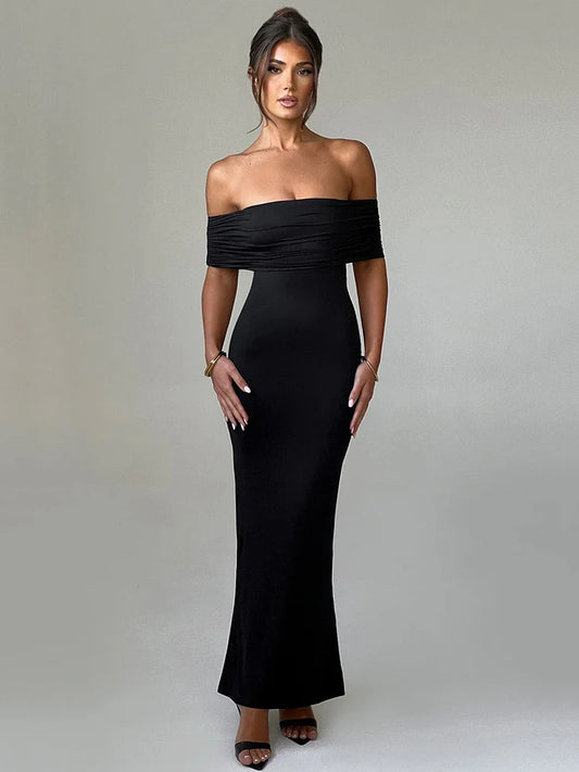 Robe longue sexy sans bretelles et dos nu, élégante