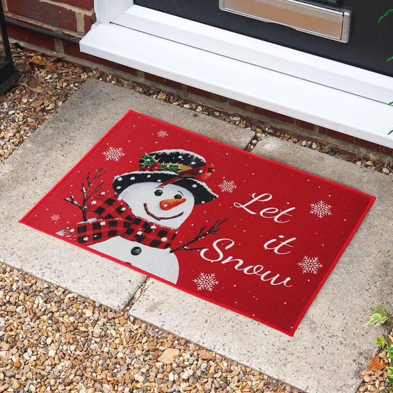 Christmas Snowman Santa Claus Floor Mat