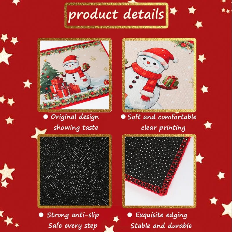 Christmas Snowman Santa Claus Floor Mat