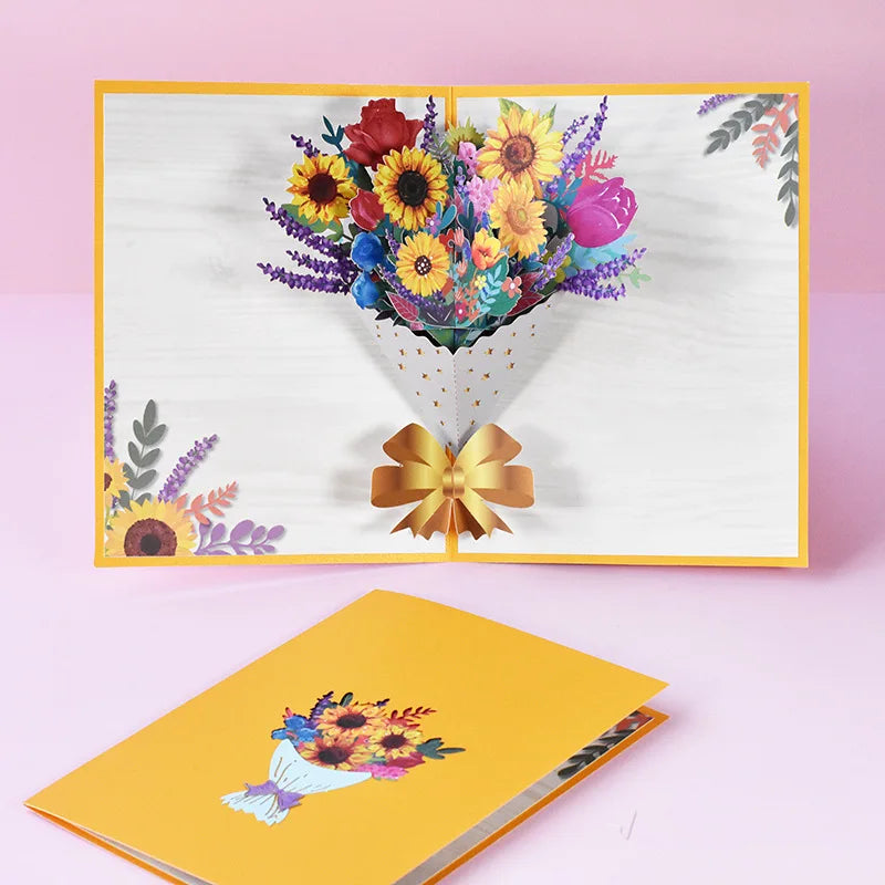 3D Pop up Flower Greeting Cards Wedding Card Anniversary Thanksgiving Valentines Day Birthday Gift Thank You Card Handmade Cards