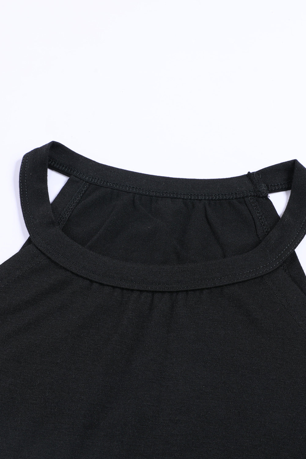 Grey Solid Color Crew Neck Tank Top