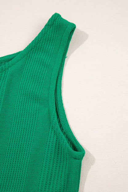 Ensemble débardeur et pantalon côtelés de couleur unie verte