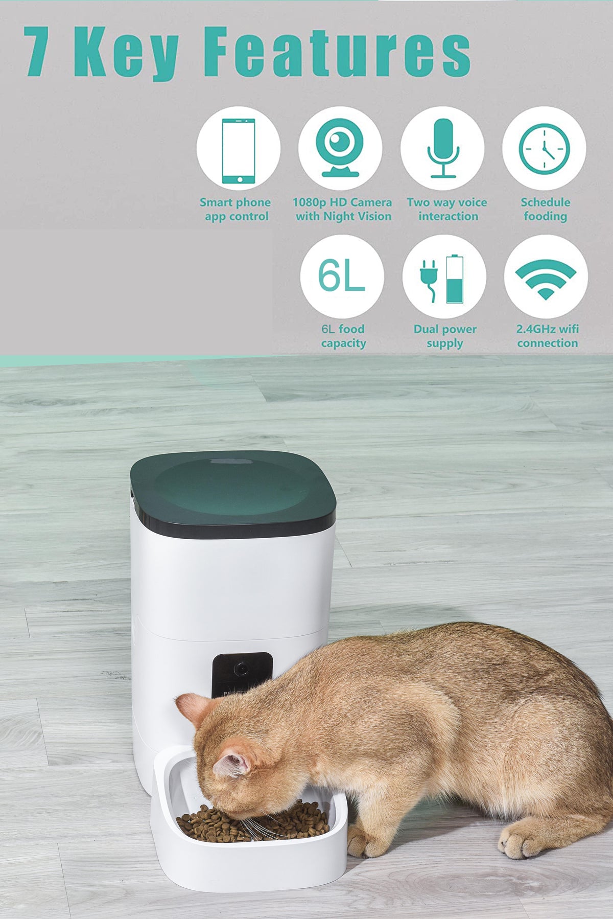 Automatic Pet Feeder for Cats and Dogs,Camera,App Control,Voice Recorder,Timed Feeder