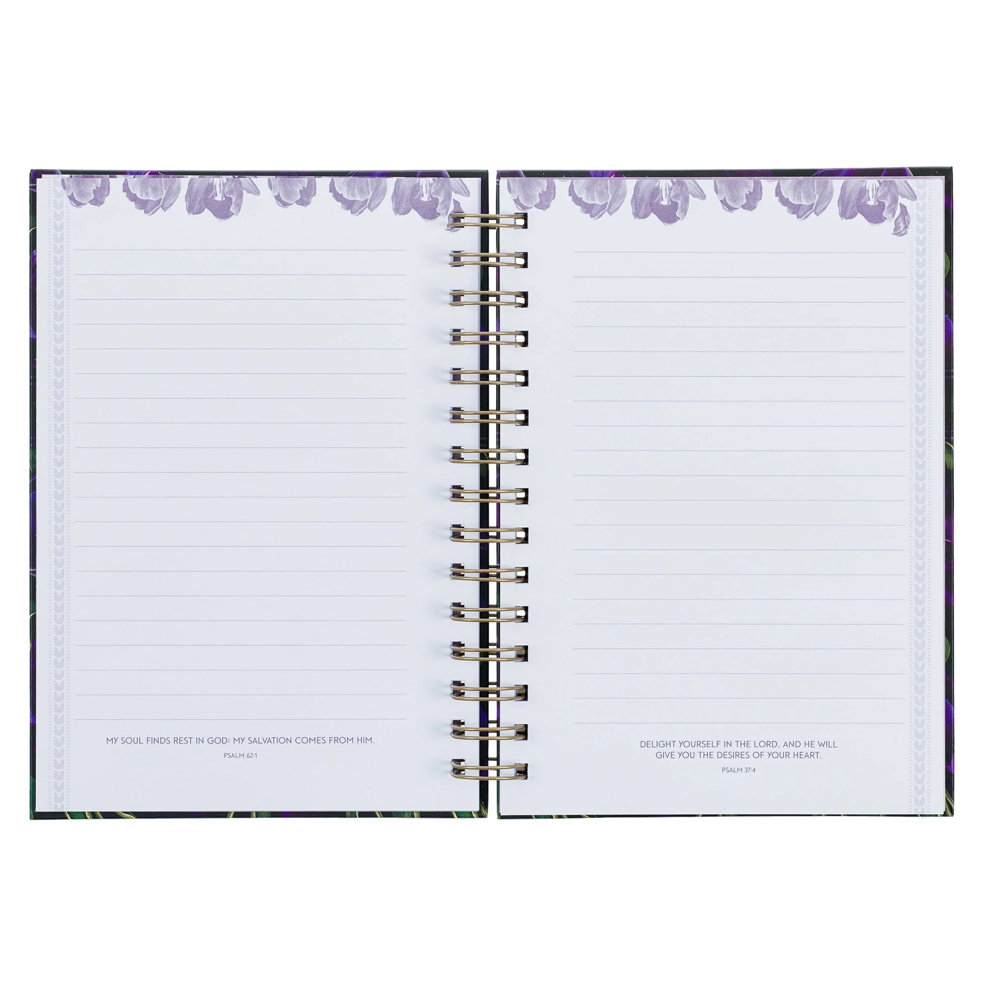 Journal W/Scripture Floral Blessed Luke 1:45 Bible Verse Black Purple 192 Ruled Pages, Large Hardcover Notebook, Wire Bound