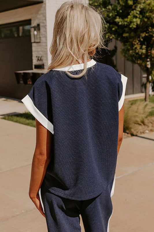 Navy Blue Color Block Back 
