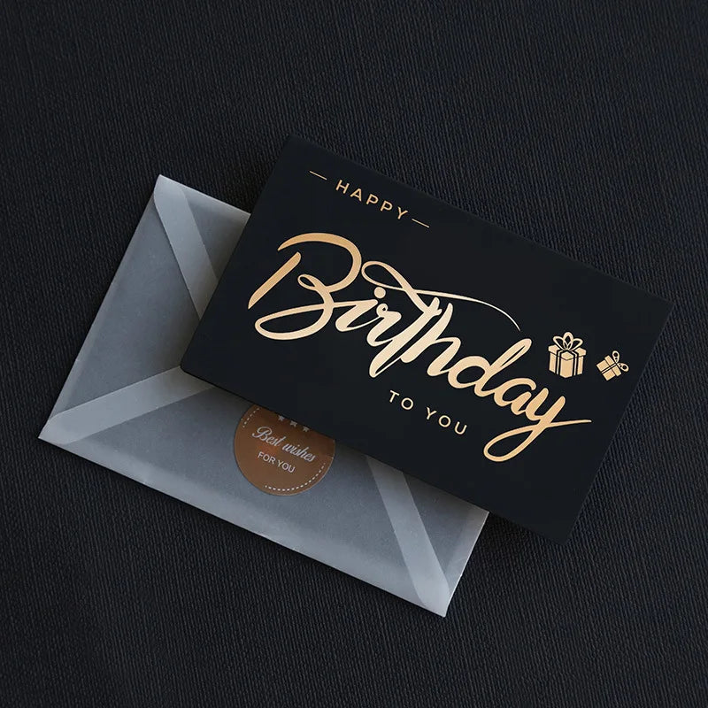 6Pcs/Lot Resto Luxury Gold Foil Business Cards Thank You Greeting Cards with Envelope and Seal Postcard for Birthday Gift