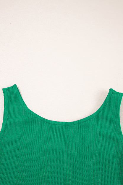 Ensemble débardeur et pantalon côtelés de couleur unie verte