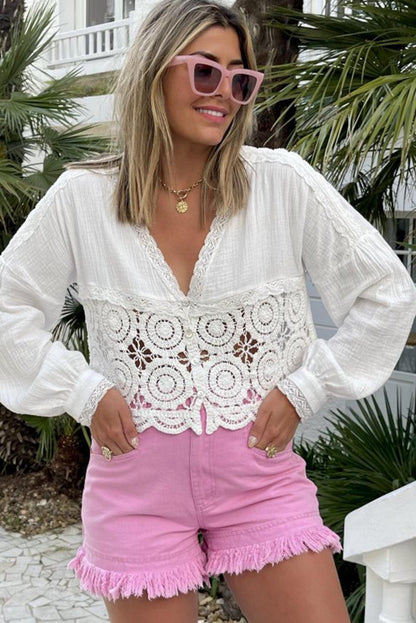 pink denim shorts Full View