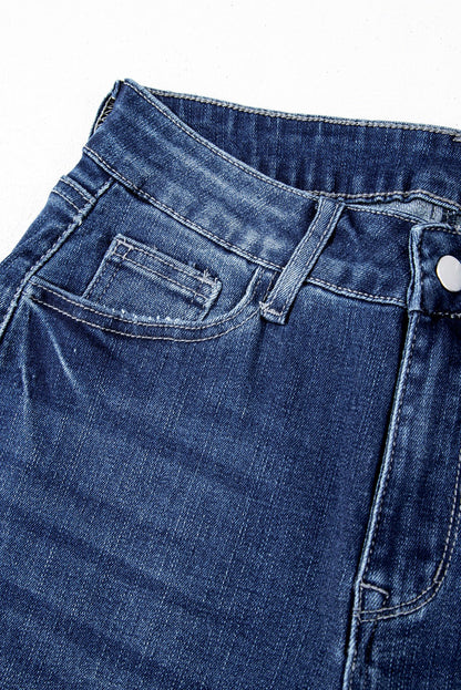 Vintage inspired flared jeans in sail blue mineral wash denim