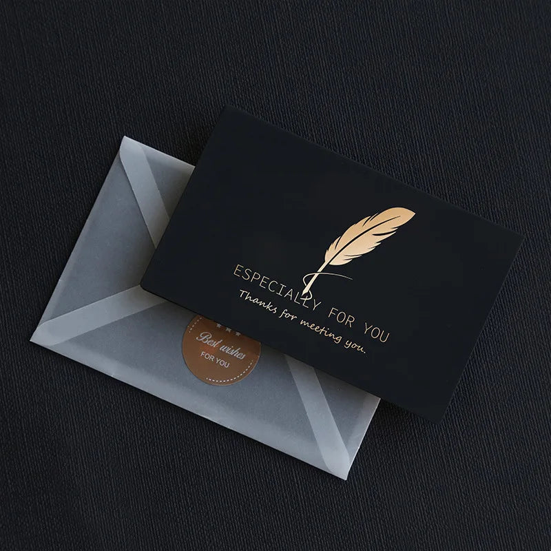 6Pcs/Lot Resto Luxury Gold Foil Business Cards Thank You Greeting Cards with Envelope and Seal Postcard for Birthday Gift