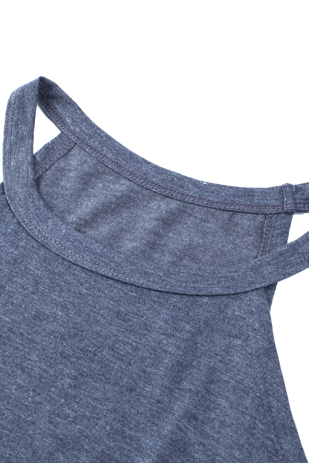 Grey Solid Color Crew Neck Tank Top