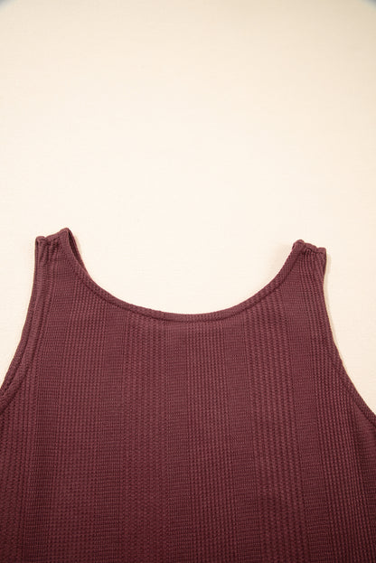 Ensemble débardeur et pantalon côtelés à volants de couleur unie Red Dahlia