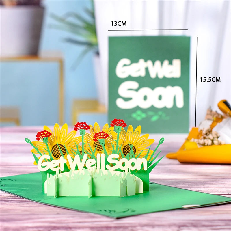 Get Well Soon Card Pop up Sympathy Cards for Mom Wife Wedding Anniversary Birthday 3D Mothers Day Greeting Cards All Occasions