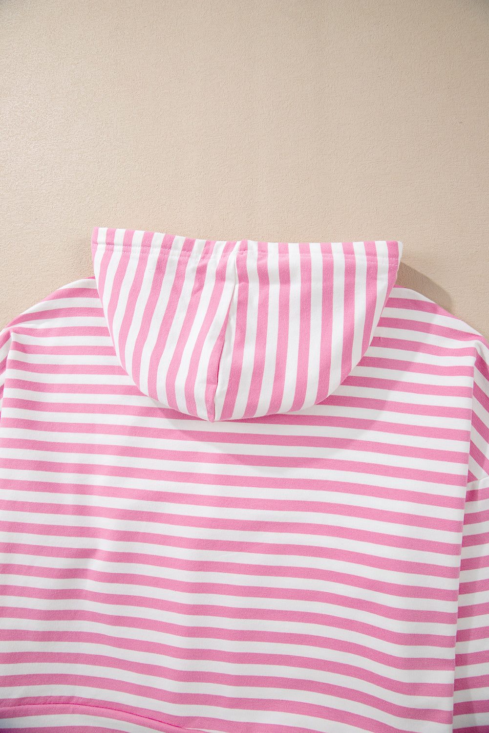 Pink stripe kangaroo pocket hoodie with wide leg shorts set.