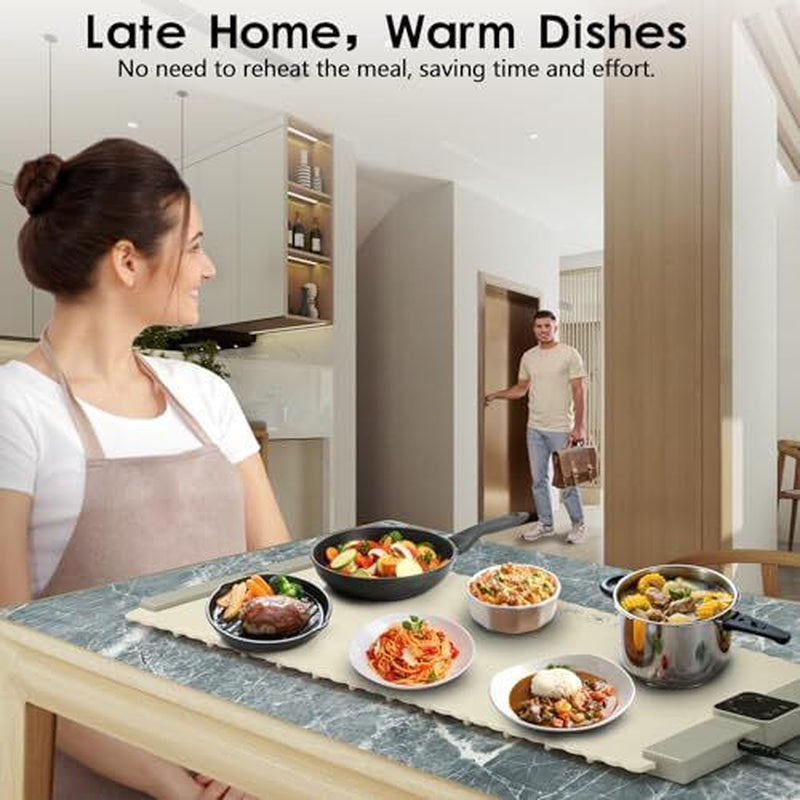 Portable Food Warmer Silicone Heating Mat for Food, 4 Temperature 