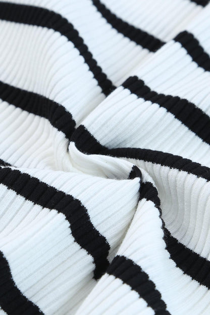 Apricot Striped Print Ribbed