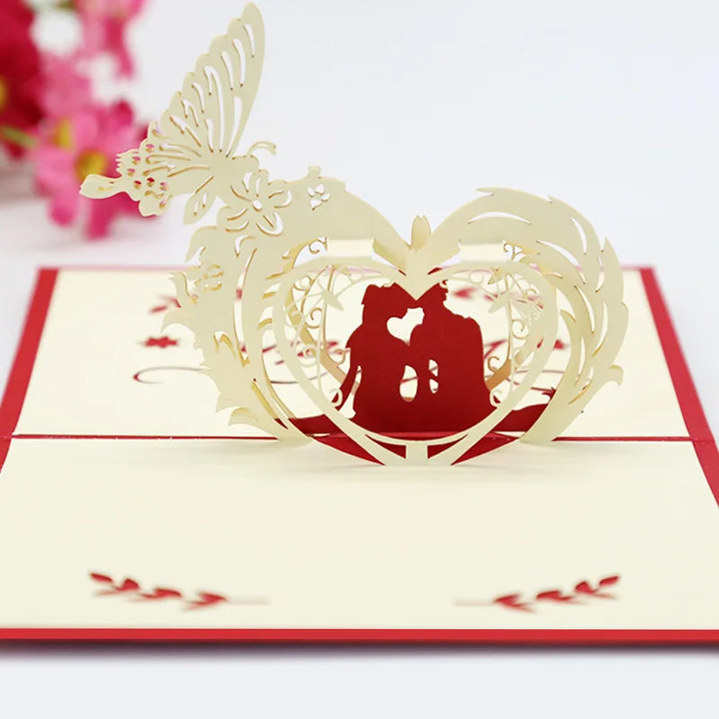 3D Pop up Flower Greeting Cards Wedding Card Anniversary Thanksgiving Valentines Day Birthday Gift Thank You Card Handmade Cards