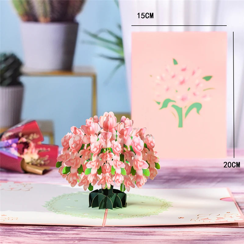 3D Pop up Mothers Day Cards Gifts Floral Bouquet Greeting Cards Flowers for Mom Wife Birthday Sympathy Get Well