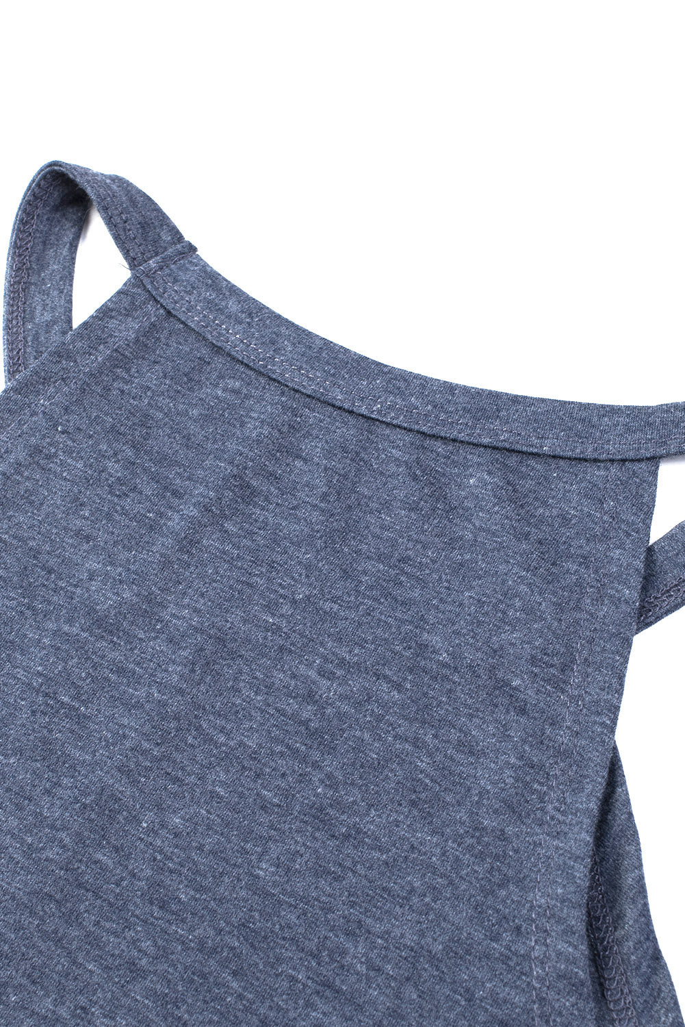 Grey Solid Color Crew Neck Tank Top