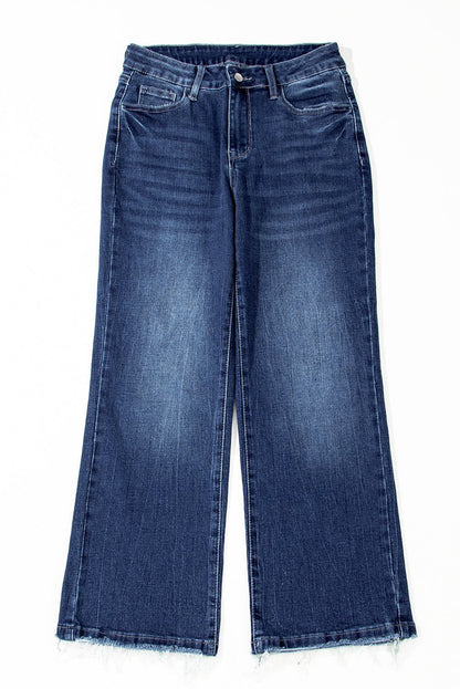 High rise flared jeans with sail blue mineral wash treatment