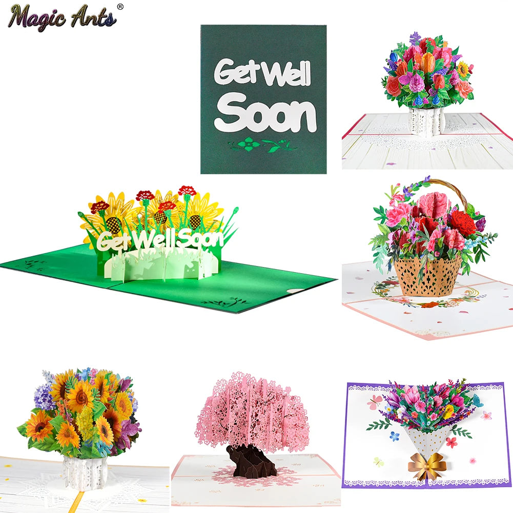 Get Well Soon Card Pop up Sympathy Cards for Mom Wife Wedding Anniversary Birthday 3D Mothers Day Greeting Cards All Occasions