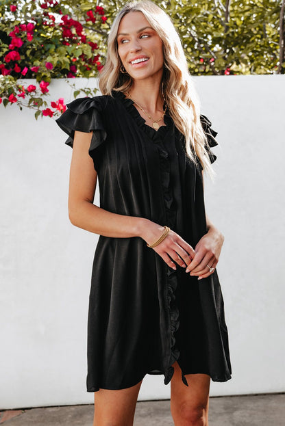 Black Ruffle Sleeve Side view 
