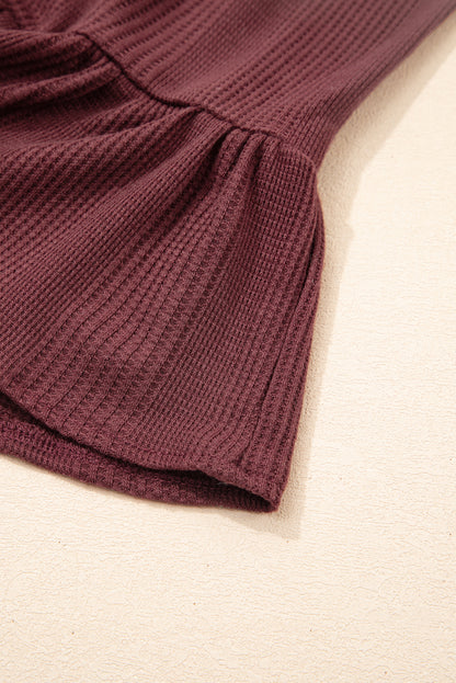 Ensemble débardeur et pantalon côtelés à volants de couleur unie Red Dahlia