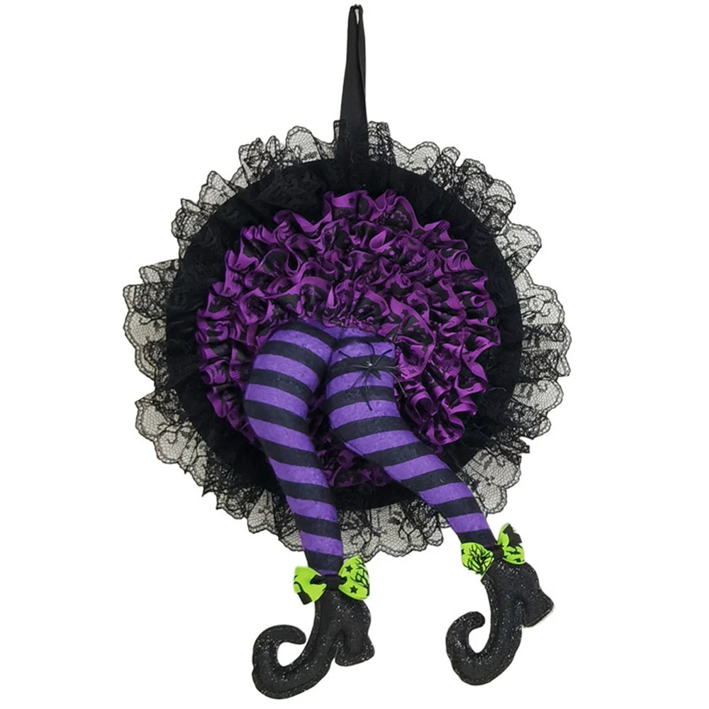 Halloween Wreath Door Hanging Decoration Halloween Witch Hat Leg Pumpkin Door Wreath Happy Halloween Party Home Decor Gifts