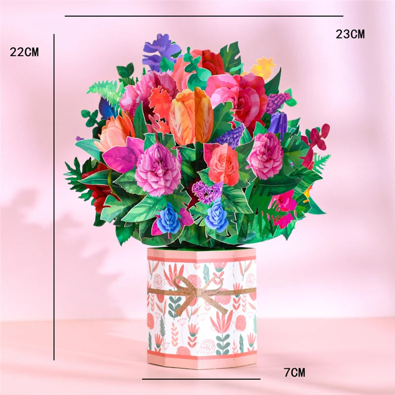 3D Pop up Mothers Day Cards Gifts Floral Bouquet Greeting Cards Flowers for Mom Wife Birthday Sympathy Get Well