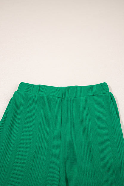 Ensemble débardeur et pantalon côtelés de couleur unie verte