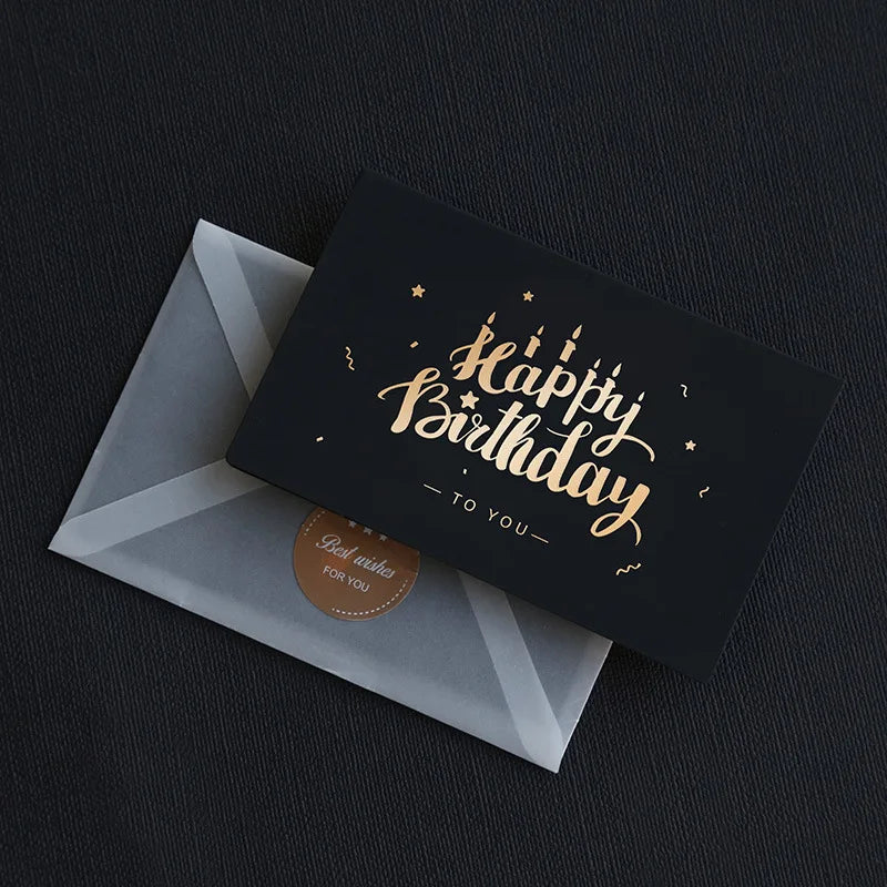 6Pcs/Lot Resto Luxury Gold Foil Business Cards Thank You Greeting Cards with Envelope and Seal Postcard for Birthday Gift