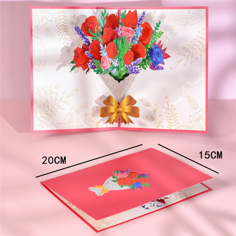 3D Pop up Mothers Day Cards Gifts Floral Bouquet Greeting Cards Flowers for Mom Wife Birthday Sympathy Get Well