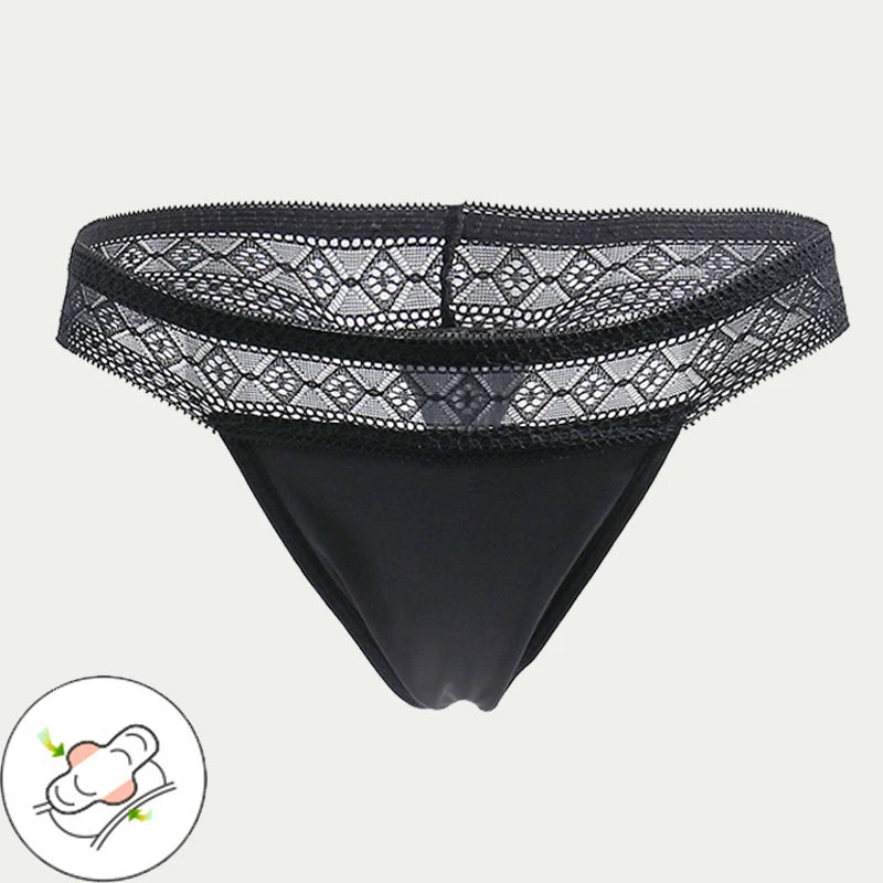 Menstrual Underwear Four Layers Leak-Proof Absorb Menstrual Briefs Lace  G-String