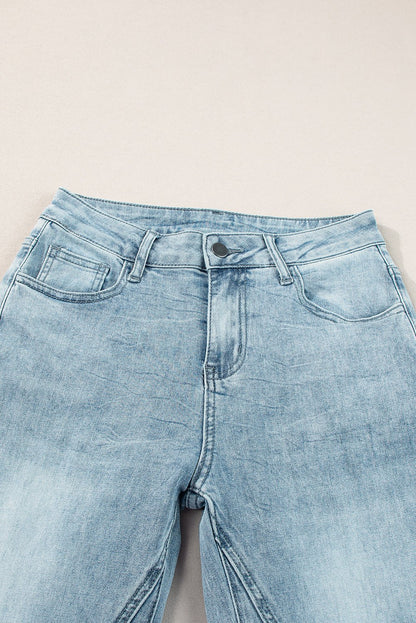 Dusk blue acid wash high waist long jeans with extra wide leg design