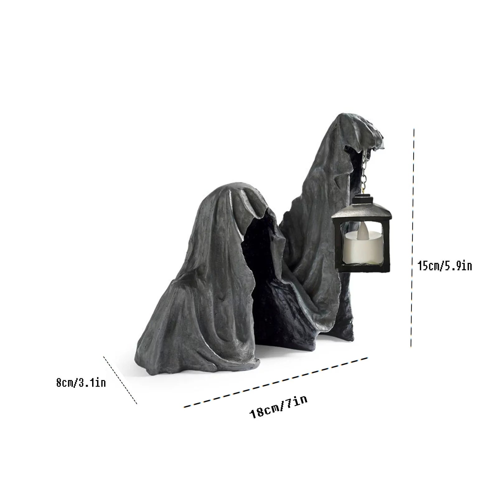 Hell'S Messenger with Lantern, the Ghost Looking for Light Realistic Resin Ghost Sculpture for Halloween Home Garden Decoration Halloween Decorations