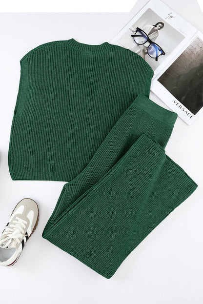 green knitwear set white background 
