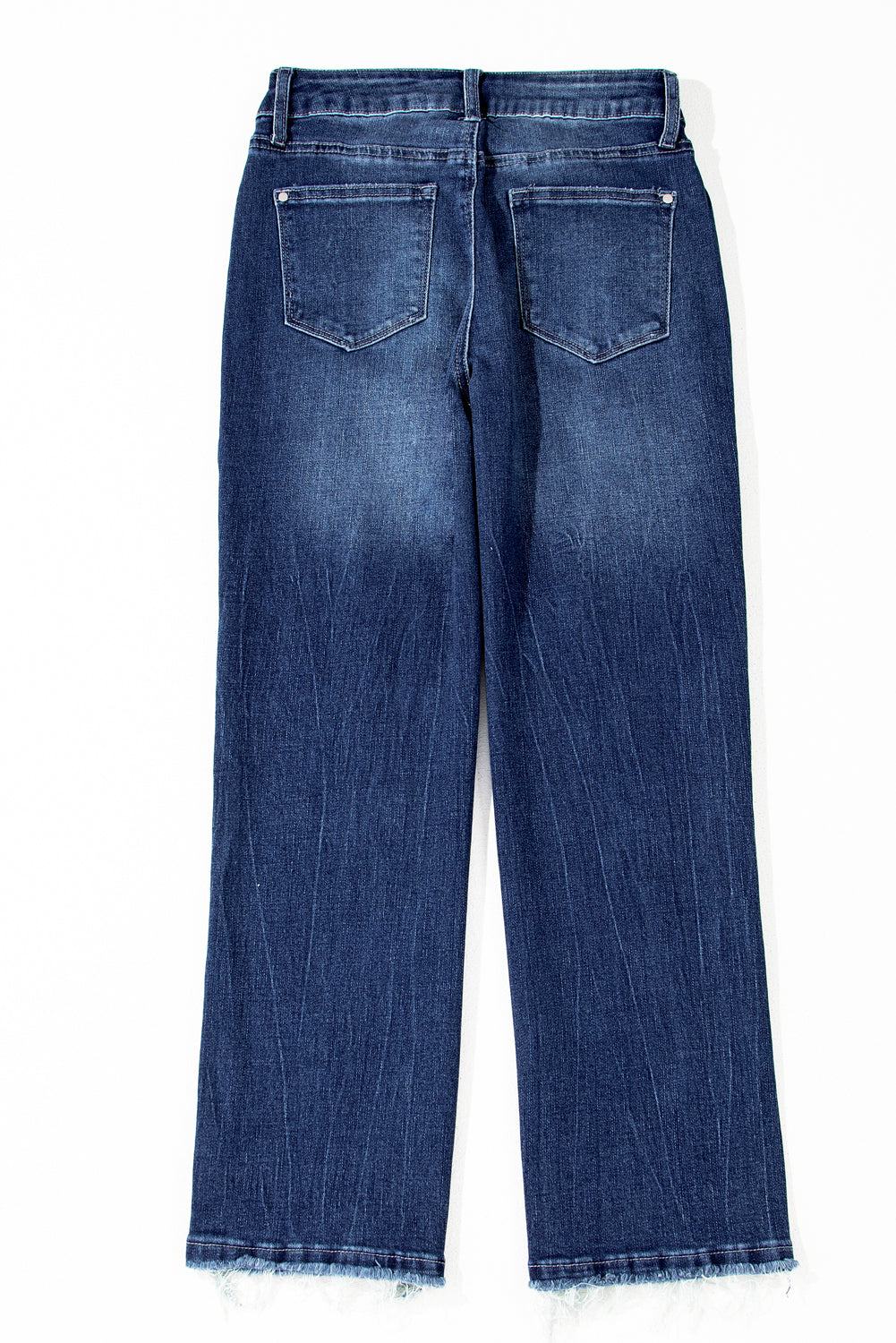 Women's sail blue jeans with high rise waist and flared bottom