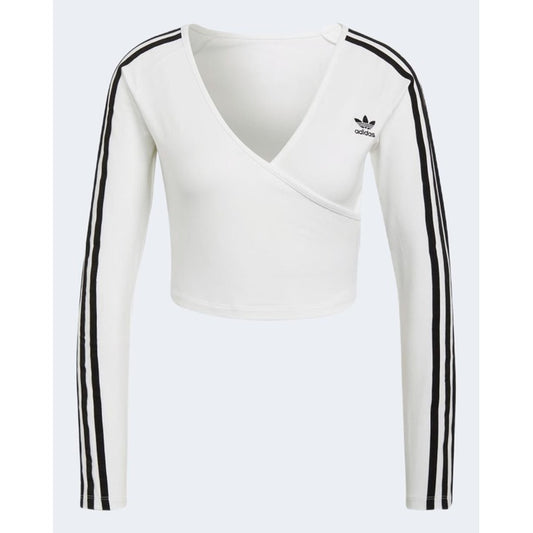 T-shirt à manches longues Adidas pour femme | Haut court à col en V