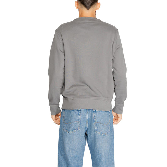 Boss Men Sweatshirt – Grey 100% Cotton Pullover with Round Neck & Long Sleeves  Spring/Summer Designer Style
