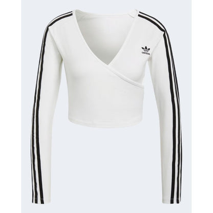 T-shirt à manches longues Adidas pour femme | Haut court à col en V