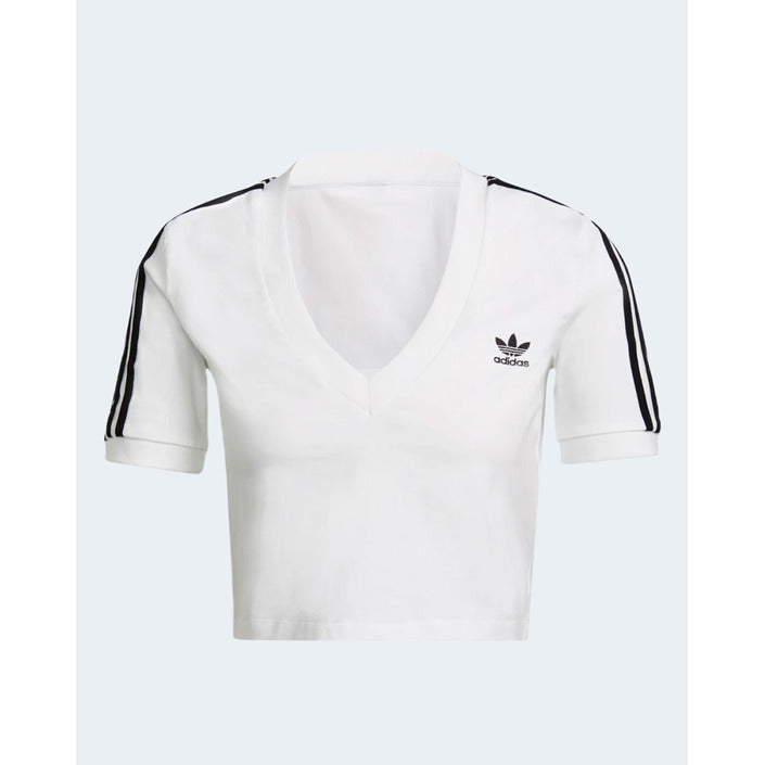 Adidas Women’s White V-Neck T-Shirt | Soft Cotton-Lycra Tee for Spring/Summer